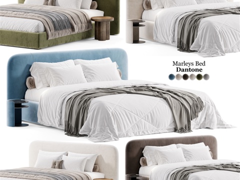  现代双人床3d模型 