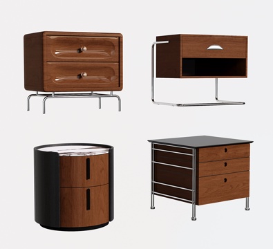 中古实木床头柜 意式床头柜 圆形su模型