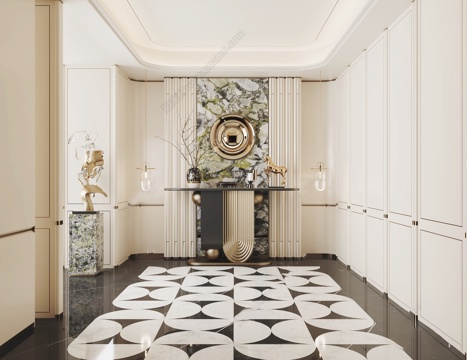  轻奢风玄关3d模型 