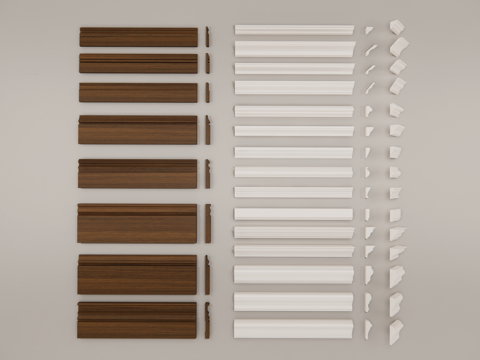 现代实木踢脚线 天花石膏角线su模型