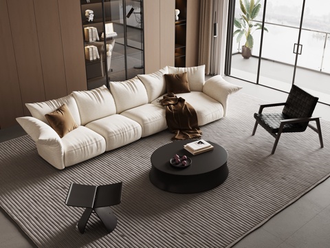  现代意式客厅 沙发茶几组合3d模型 