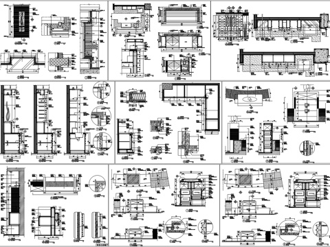 酒店柜子吧台服务台接待台客房柜电视柜节点大样图CAD素材图库cad施工图