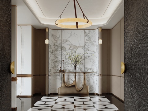  轻奢风玄关3d模型 