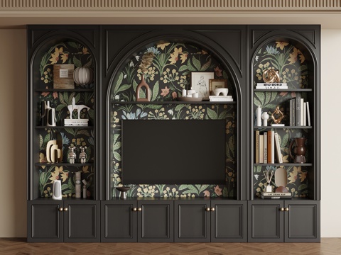  法式复古电视柜 边柜3d模型 