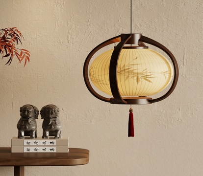 新中式吊灯 灯笼su模型