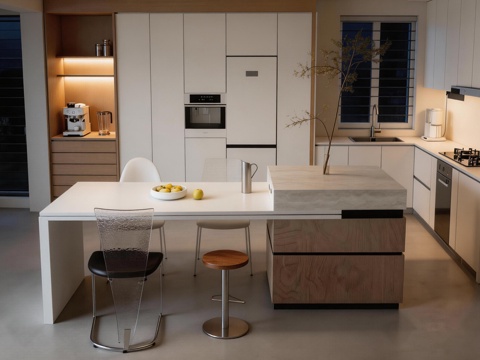  开放式厨房 水吧台餐桌 餐柜 餐厅 吧台吧椅3d模型 