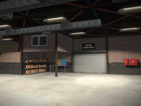  PBR 车库环境3d模型 