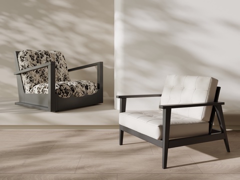 现代法式休闲椅 单人椅su模型