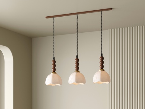  法式中古餐厅吊灯 三头吊灯 复古床头小吊灯3d模型 