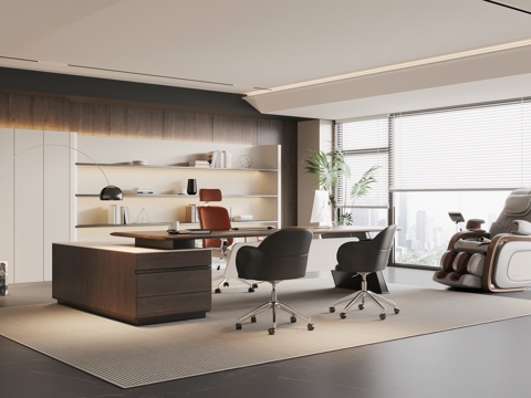  意式轻奢经理办公室 现代董事长办公室3d模型 