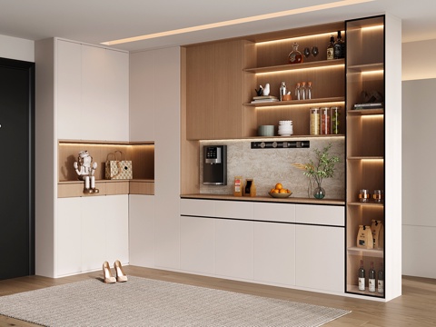  现代酒柜鞋柜一体柜 拐角鞋柜酒柜 鞋柜 酒柜3d模型 