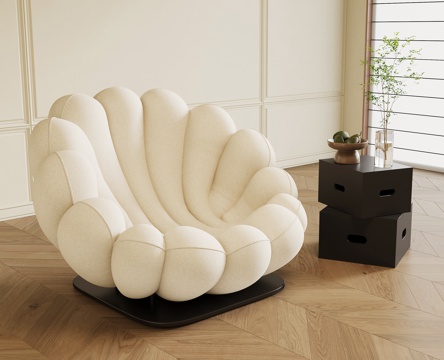 现代懒人沙发 单人沙发 边几su模型