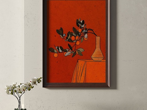  复古，中古，装饰画3d模型 