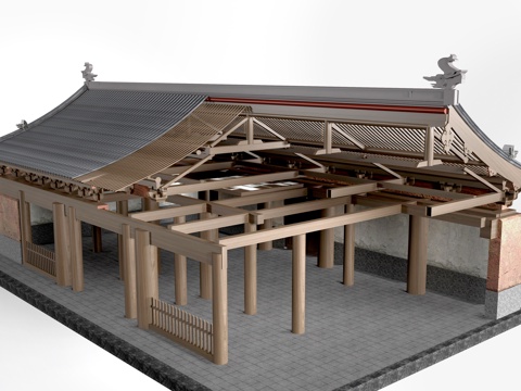中式古建筑 古建筑构架 古建筑拆解 古建筑木框架su模型