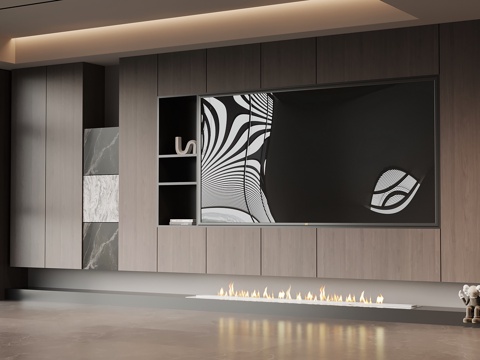 现代意式背景墙 电视背景墙su模型