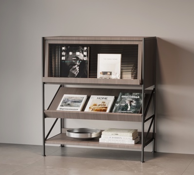 现代意式书柜 书架 边柜su模型