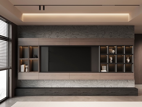  现代意式电视柜 电视背景墙3d模型 