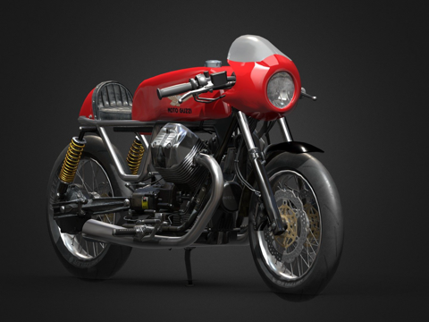  摩托古兹 V型双缸3d模型 