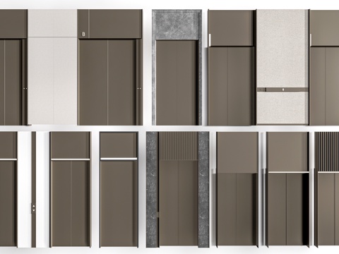 现代电梯厅 电梯门 电梯间su模型