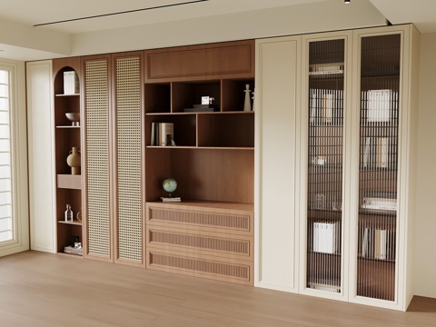 侘寂中古书柜 边柜 置物柜su模型