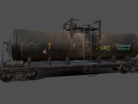  油罐车三角化3d模型 