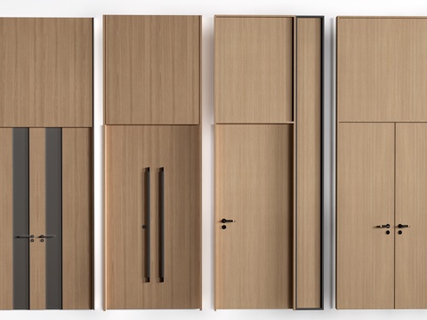 新中式木门 工装门 报告厅门 双开门 宴会厅门su模型