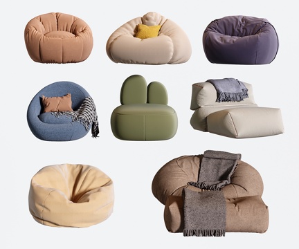  奶油懒人沙发 南瓜沙发 豆袋懒人沙发 沙发椅3d模型 