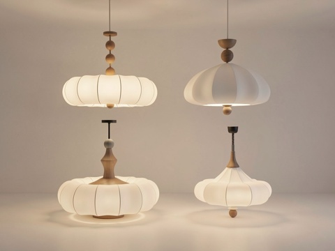 中古吊灯 中古风吊灯  中式侘寂吊灯su模型