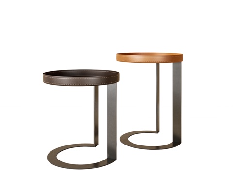 现代圆几 边几 角几 几类 茶几 皮质圆几 轻奢圆几su模型