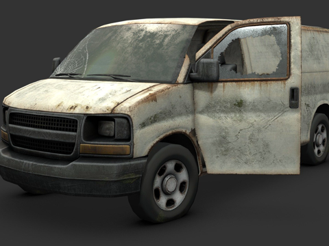  被破坏的面包车3d模型 