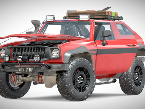  通用4x4 SUV红色3d模型 