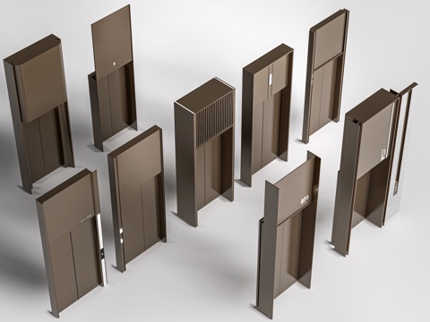 现代电梯厅 电梯门 电梯轿厢 升降电梯su模型