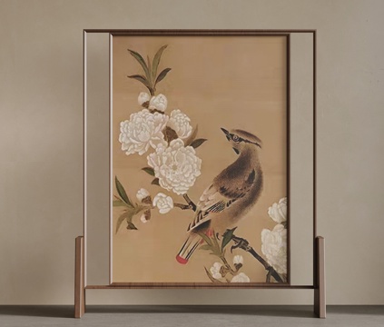  新中式屏风隔断3d模型 