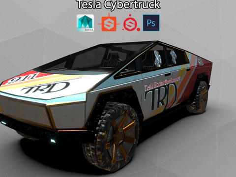  特斯拉Cybertruck赛车3d模型 