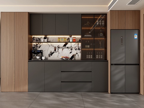  现代意式餐边柜 冰箱餐边柜 酒柜 餐厅餐边柜 备餐柜 茶水柜3d模型 