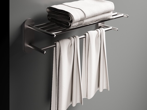 现代毛巾架 置物架 卫浴墙饰su模型