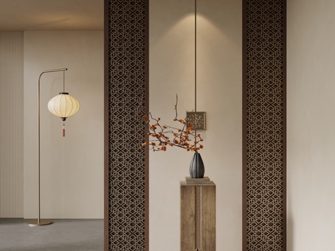  新中式玄关 隔断3d模型 