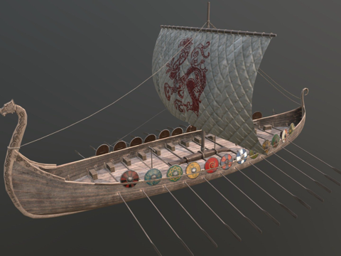  维京长船3d模型 