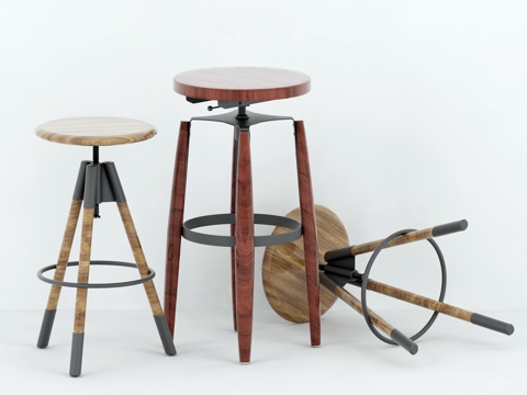  工业风吧台椅 椅子3d模型 