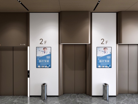 现代电梯厅 电梯门 电梯轿厢 升降电梯su模型