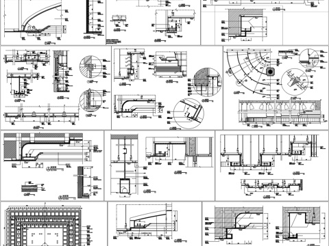 工装节点灯箱灯座天花暗藏灯投影幕方柱圆柱详图节点CAD素材图cad施工图
