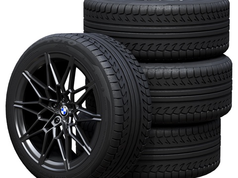  宝马汽车轮胎su模型 