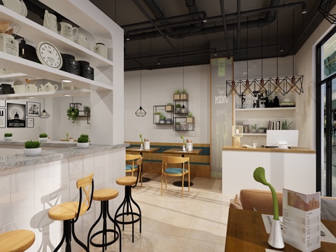  工业风餐吧 快餐吧3d模型 