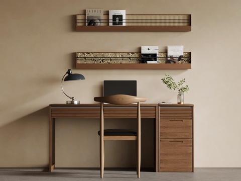  中古风书桌椅3d模型 