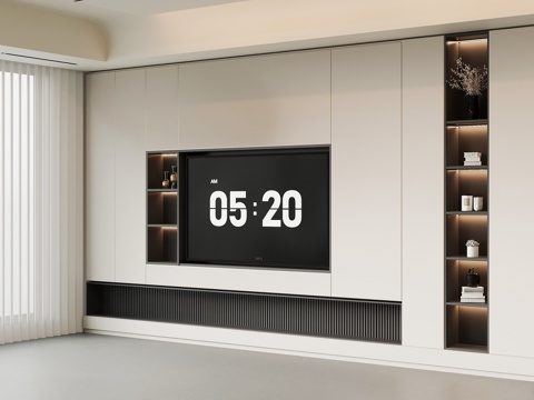  现代电视背景墙su模型 