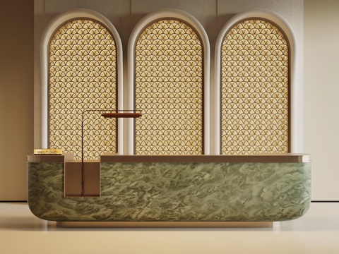 现代吧台 接待台su模型