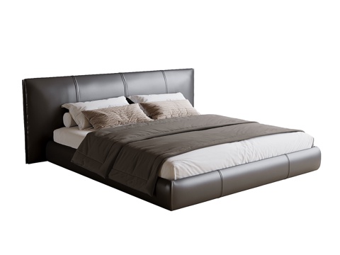  现代双人床3d模型 