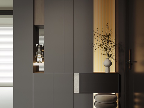 现代入户鞋柜su模型