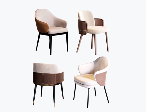  意式餐椅 现代单椅 写字椅 酒店餐厅椅3d模型 