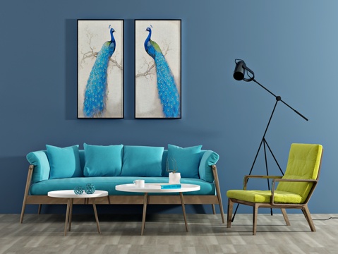  北欧沙发茶几 单椅 装饰画3d模型 